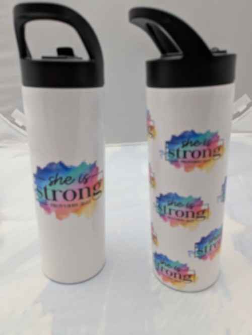 She Is Strong White Stainless Steel 20 oz Tumbler - Decorated 